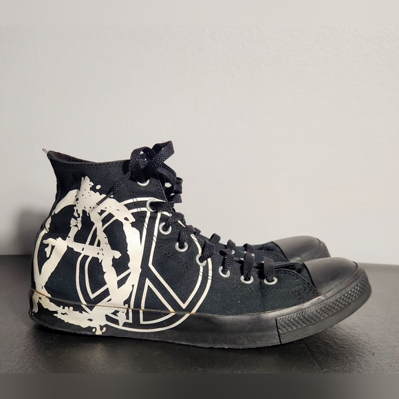Chuck Taylor All Star Peace/Anarchy Print Hi-Top Men Size 12 - Picture 1 of 7